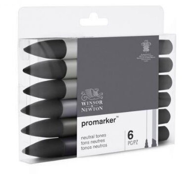 Winsor & Newton ProMarker - neutral tones, 6 ks