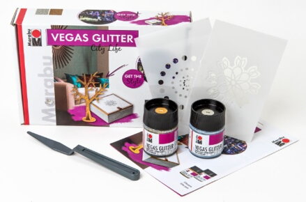 Marabu sada na dekoráciu Vegas glitter City life