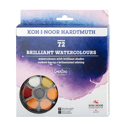 Brilantné vodové farby Koh-i-noor, 72 odtieňov