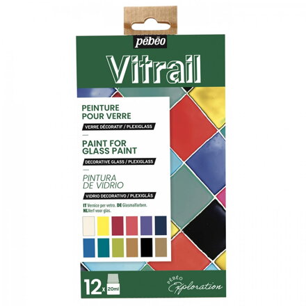 PÉBÉO Vitrail sada farieb na sklo 12 x 20 ml