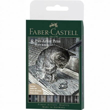 Pitt Artist Pens Faber-Castell black & grey 8ks