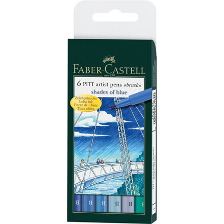 Pitt Artist pen Faber-Castell - shades of blue, 6 ks