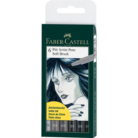 Pitt Artist pen Soft Brush Faber-Castell - šedé, 6ks