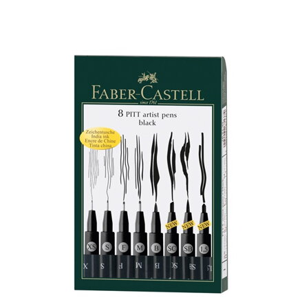 Pitt Artist pen Faber-Castell - čierne, mix 8ks