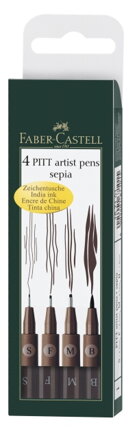Pitt Artist pen Faber-Castell - sepia, 4 ks