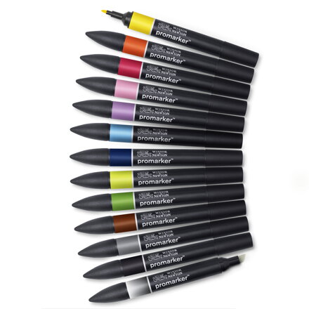 Winsor & Newton ProMarker - základné odtiene set1, 12 ks