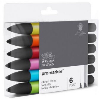 Winsor & Newton ProMarker - vibrant tones, 6 ks