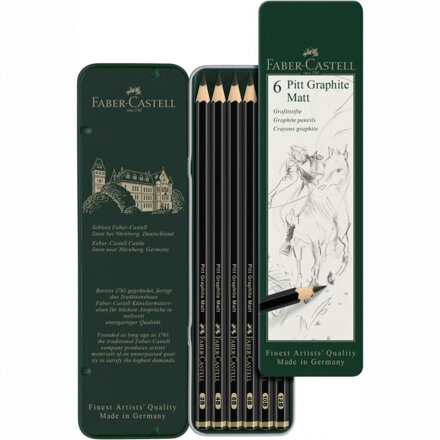 Grafit. ceruzky Faber-Castell Pitt Matt, 6 ks 