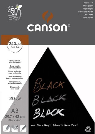 Canson - extra čierny papier 240g/m2 A3