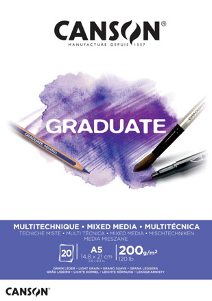 Canson - Graduate mix media - biely papier 200g/m2 A5