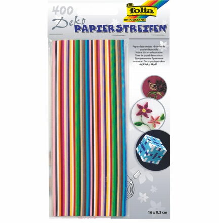 Quilling - farebné papierové pásiky, 400 ks