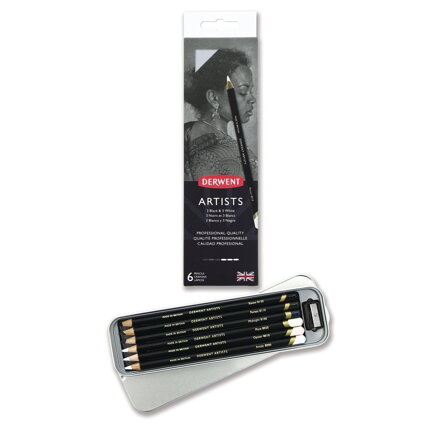 Derwent - Artists umelecké pastelky Black & White - 6ks
