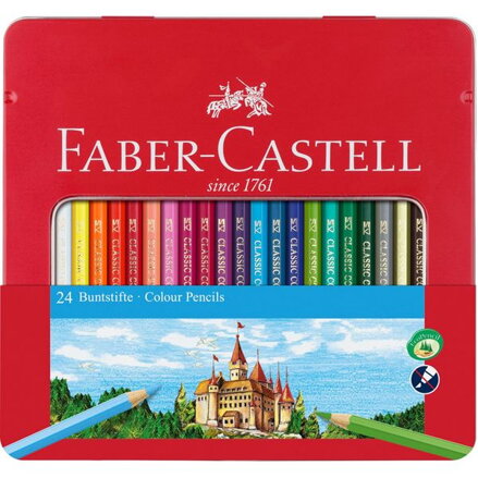 Faber-Castell - Farebné pastelky v plechovej krabičke, 24 ks