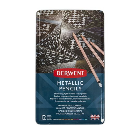 Derwent - metalické umelecké pastelky, 12 ks