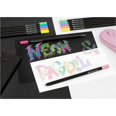 Faber-Castell Black Edition pastelky 12ks - neon & pastel
