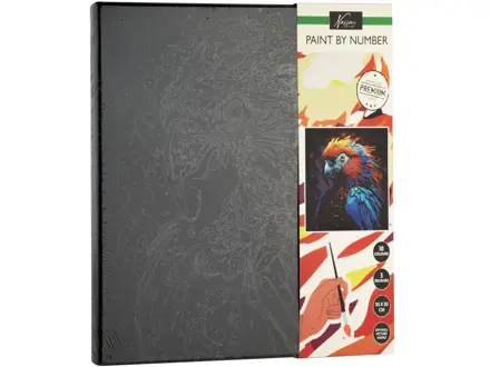 Maľovanie podľa čísel na čierne plátno - papagáj 30x30 cm