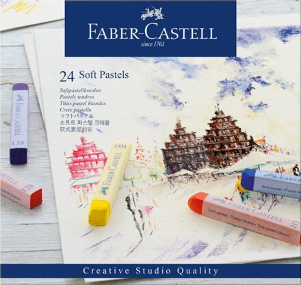 Suchý mäkký pastel Faber-Castell, 24 ks - hranatý