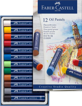 Olejový pastel Faber-Castell, 12 ks - okrúhly