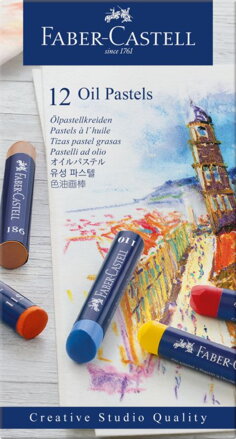 Olejový pastel Faber-Castell, 12 ks - okrúhly