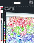 Marabu Graphix farebné tenké fixy, 12ks
