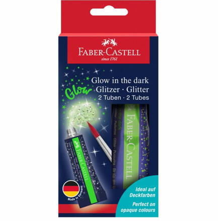 Faber-Castell trblietavá farba Glow v tube, 2ks