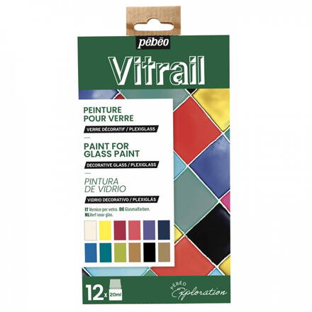 PÉBÉO Vitrail sada farieb na sklo 12 x 20 ml