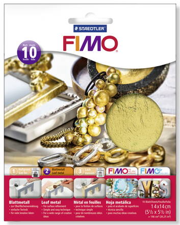 FIMO kovové plátky zlaté, 10ks