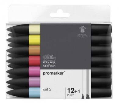 Winsor & Newton ProMarker - základné odtiene set2, 12 ks