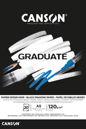 Canson - Graduate čierny papier 120g/m2 A5