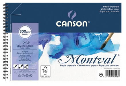 CANSON - Montval blok na akvarel, 13,5x21cm špirála