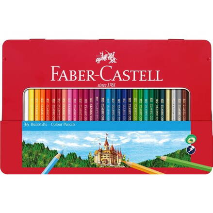 Faber-Castell - Farebné pastelky v plechovej krabičke, 36 ks