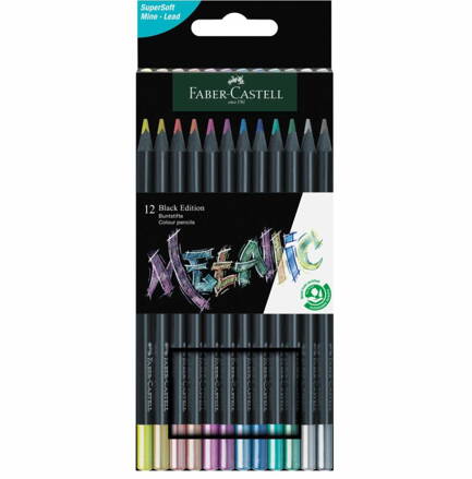 Faber-Castell Black Edition pastelky 12ks - metalické