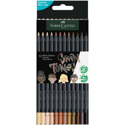 Faber-Castell Black Edition pastelky 12ks - odtiene pleti