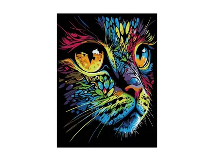 Maľovanie podľa čísel na čierne plátno - mačka 30x40cm