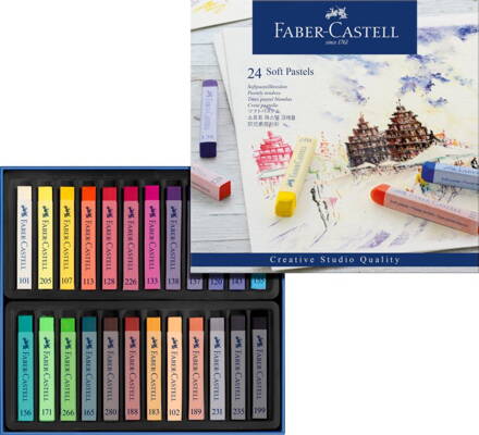 Suchý mäkký pastel Faber-Castell, 24 ks - hranatý