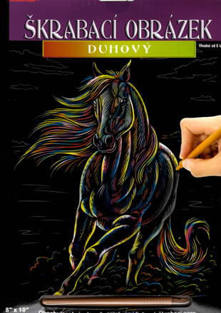 Vyškrabávací obrázok dúhový - kôň 20x25cm