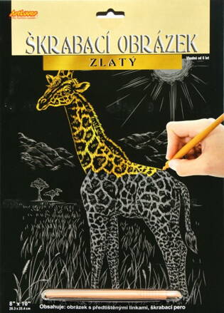 Vyškrabávací obrázok zlatý - žirafa 20x25cm